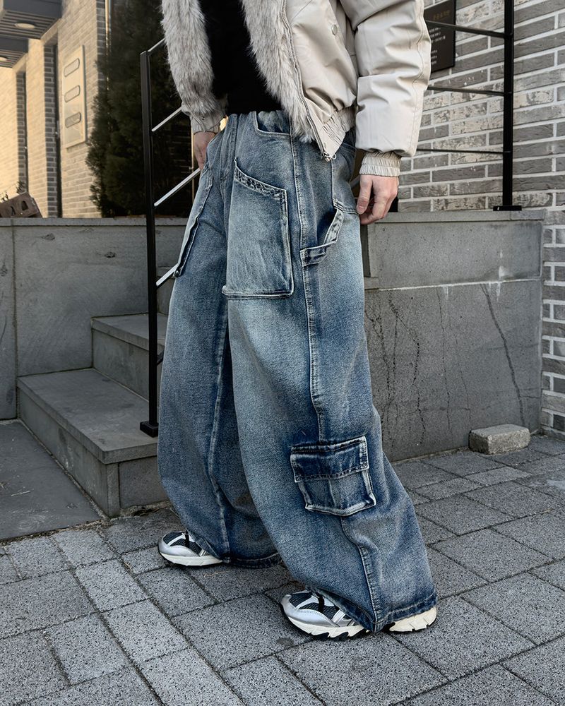 Morik Utility Pocket Wide Denim Pants