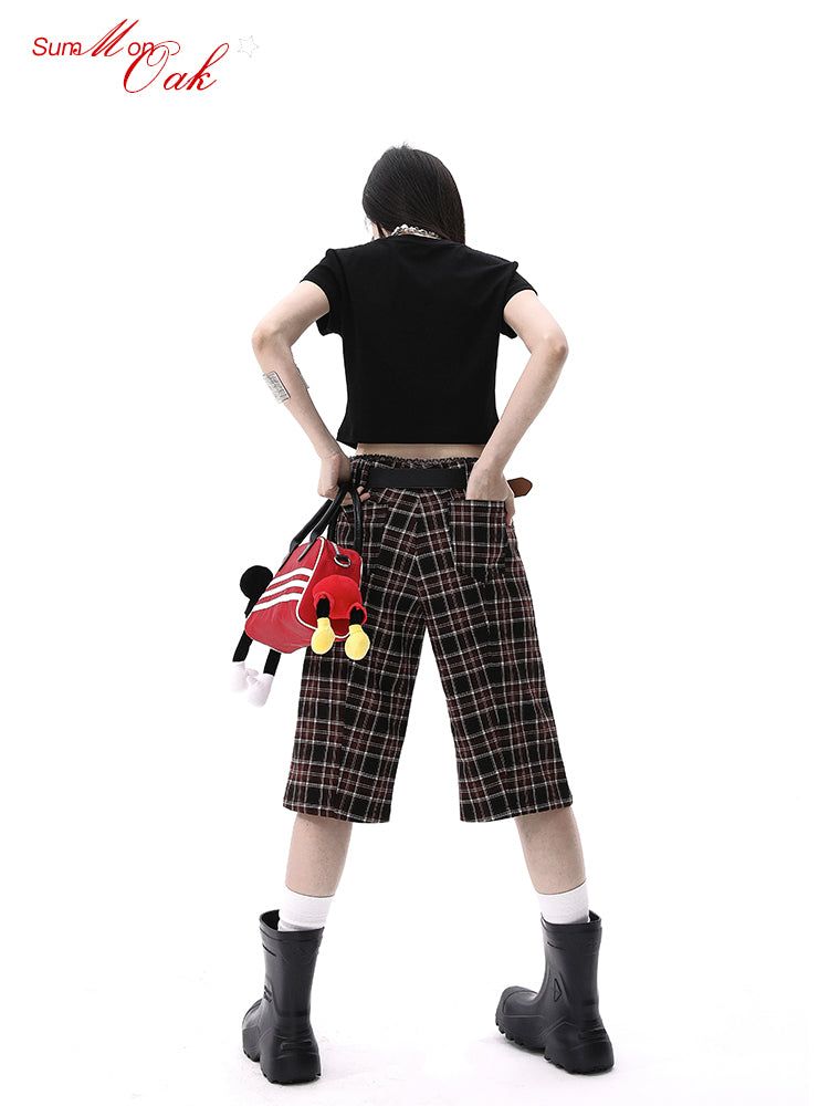 ヴィンテージロウ - ウエストスリムショーツルーズ5分丈ストレートレッグスタイル