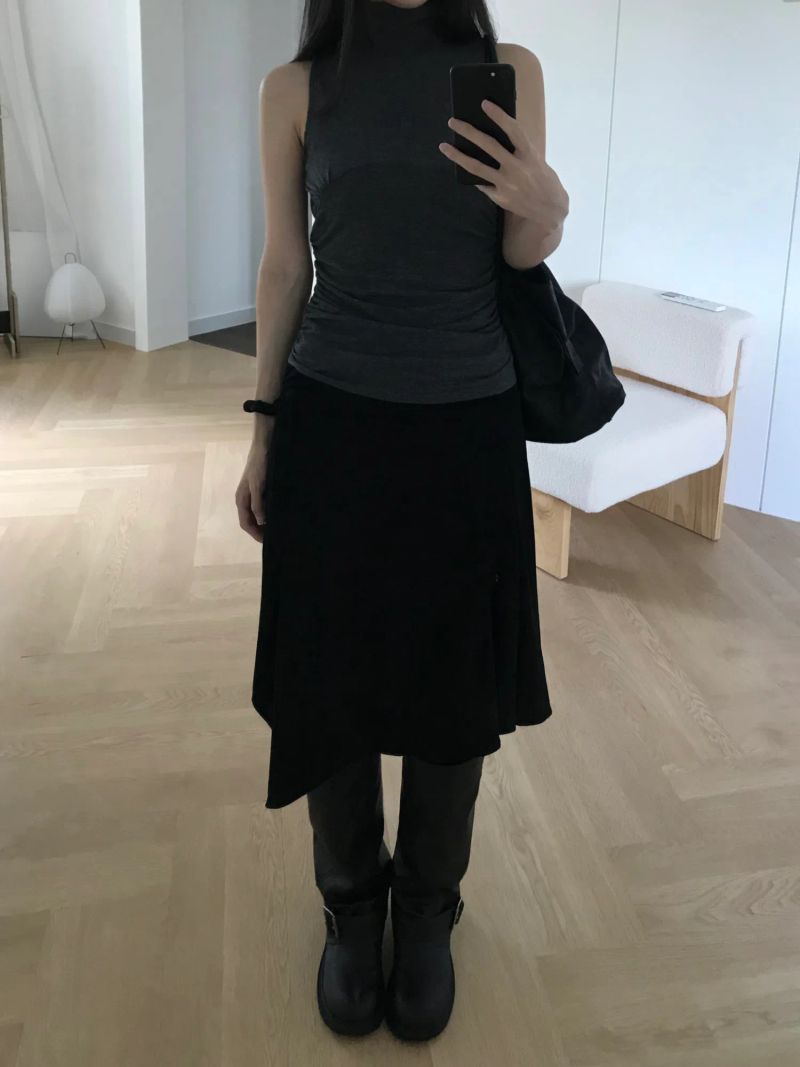 Turtleneck Shirring Sleeveless Top (3 colors)