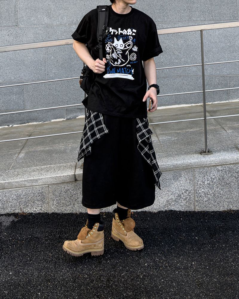 Lever Check Layered Bermuda Pants