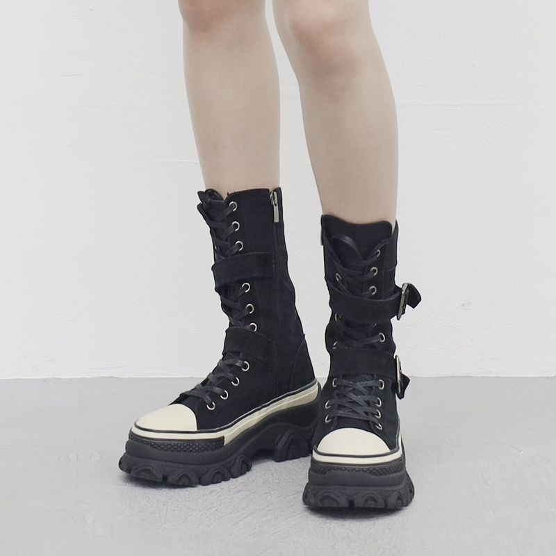 Sola Buckle Suede Middle Boots
