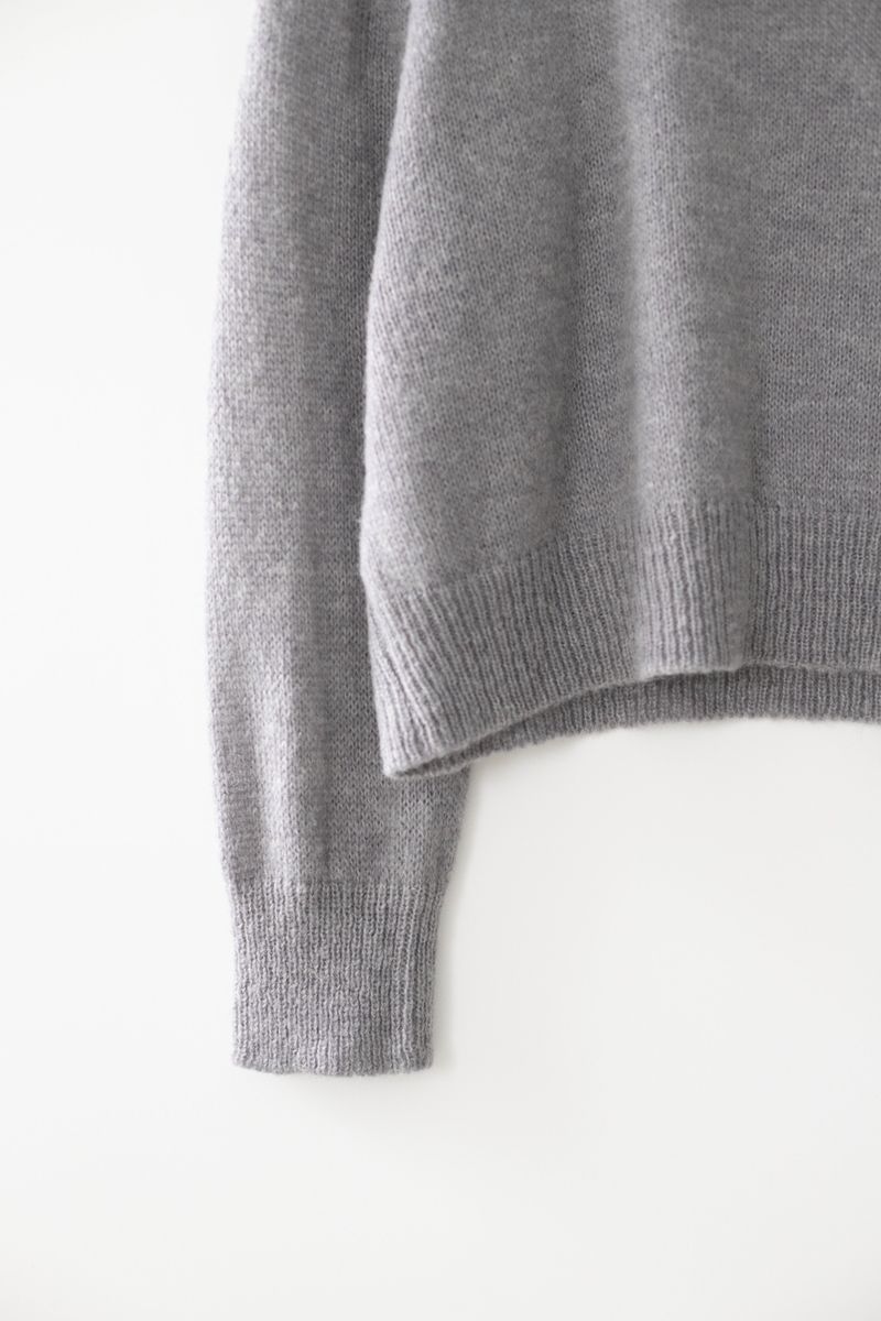 Kid mohair turtle neck knit (Grey)