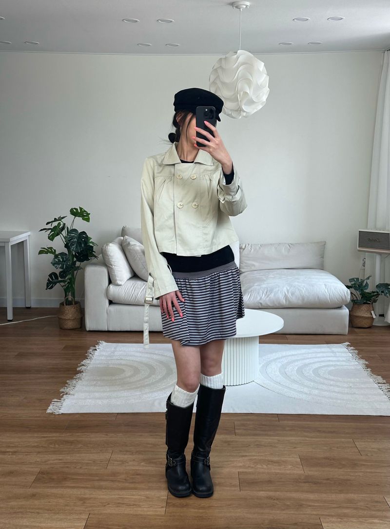 stripe flare mini skirt