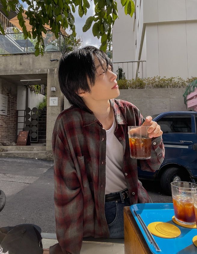 ポシスムースオーバーフィットチェックシャツ