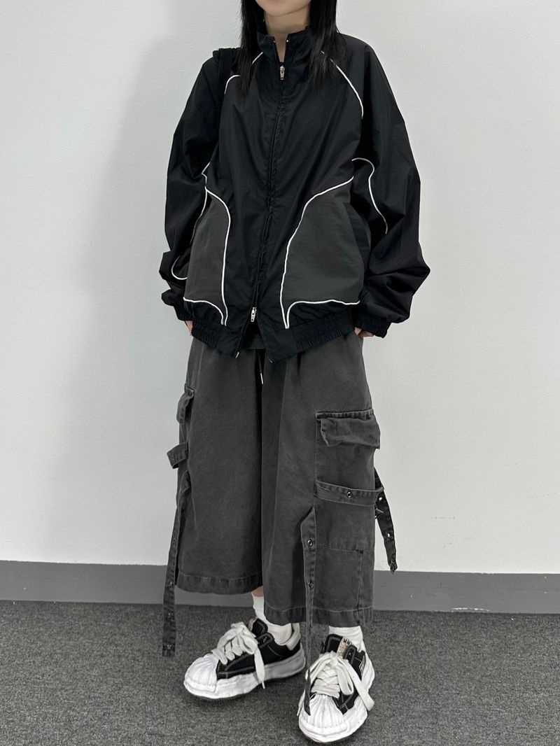 パイピング メッシュ ブルゾン ジャケット