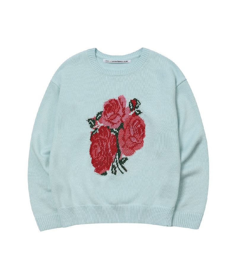 FLOWER KNIT SWEATER(SKY BLUE)