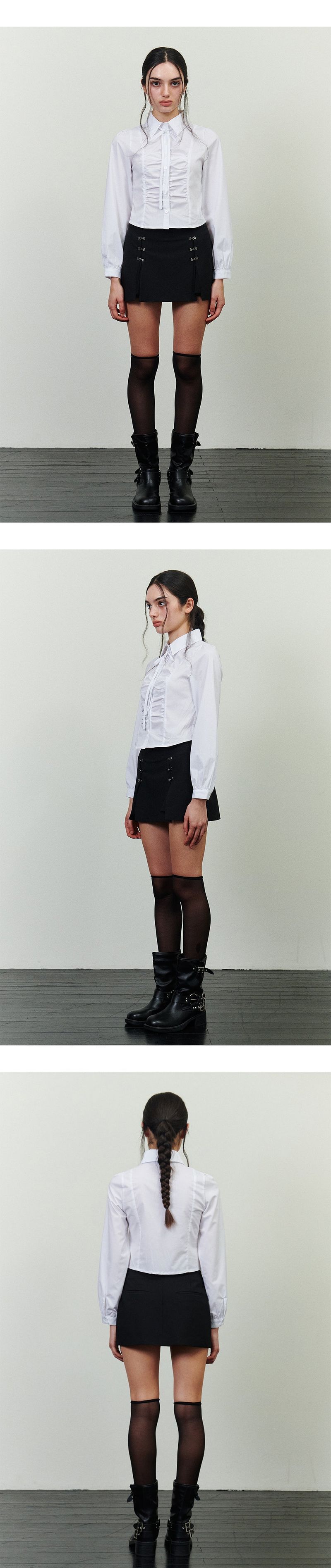 ELIN SHIRRING SHIRT white