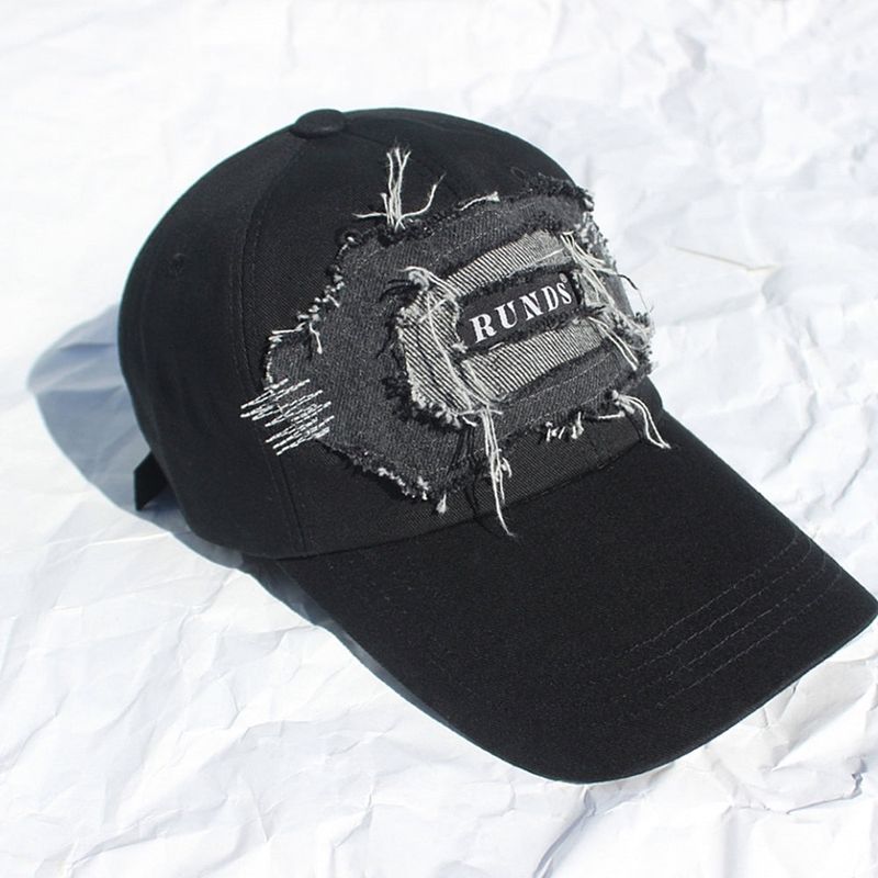 denim patchwork ball cap (washed black)