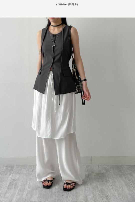 Wrinkle Wrap Layered Banding Pants