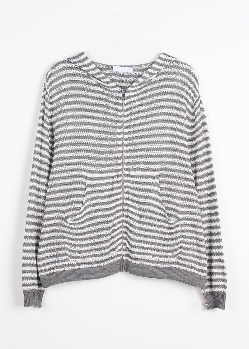 MESH STRIPE ZIP-UP