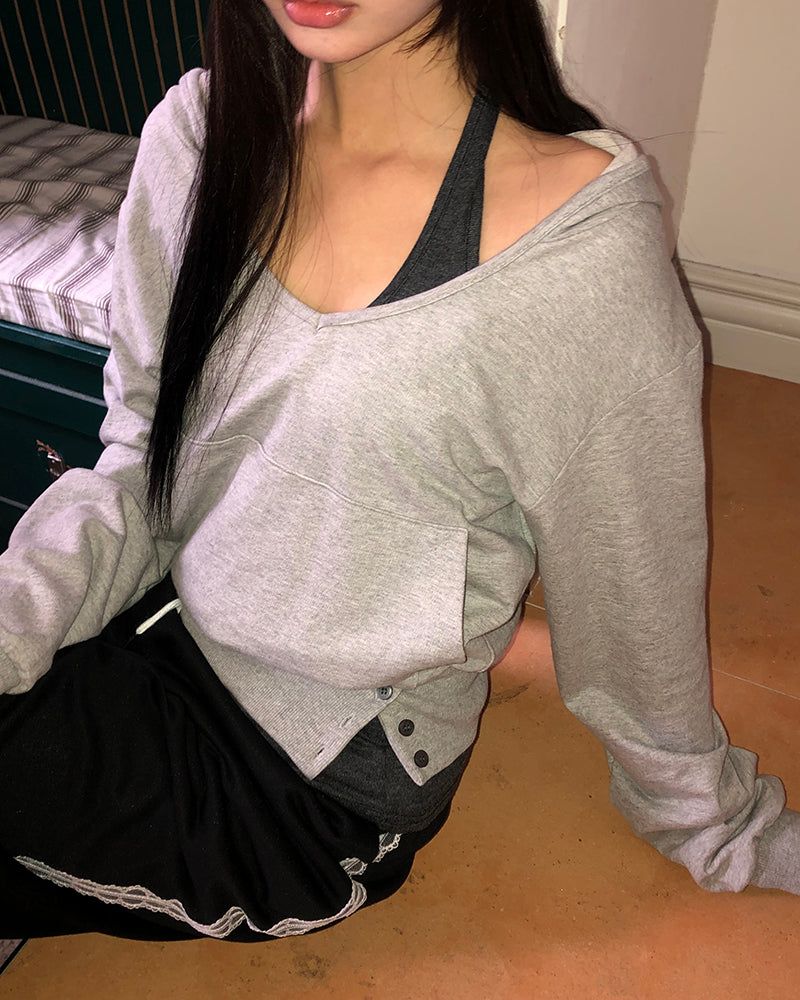 Doe Layered Halter-Neck Sweatshirt Set