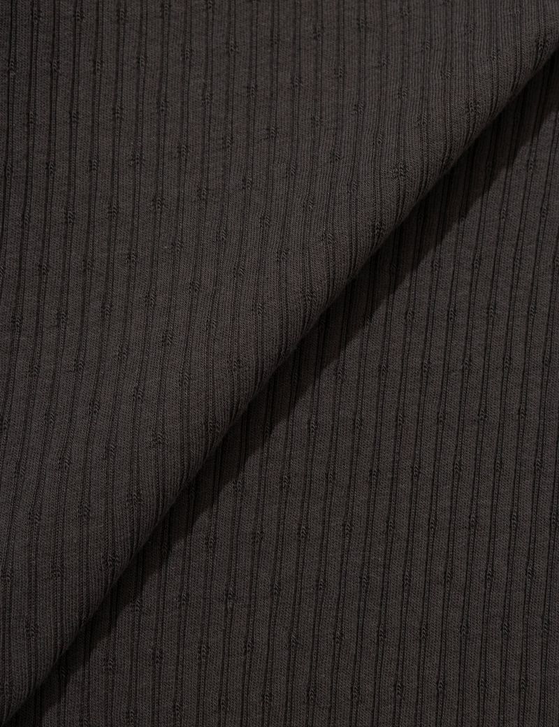 ASYMMETRIC RIB OFF-SHOULDER TEE(CHARCOAL)