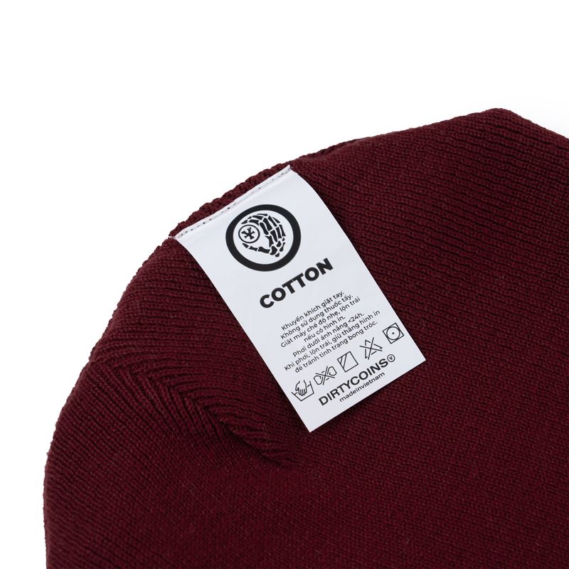 Leather Patch Beanie - Red
