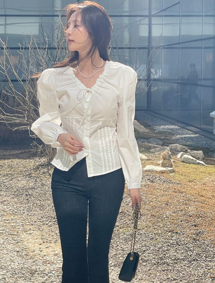Metune Shirring Strap Puff Blouse