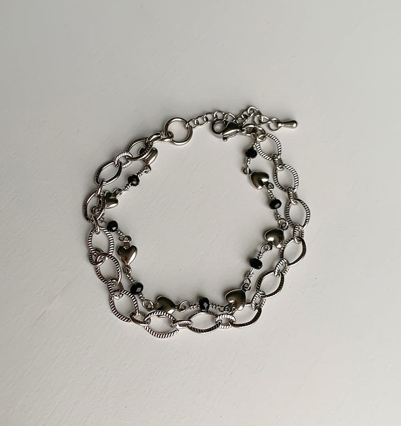 Layered heart chain bracelet