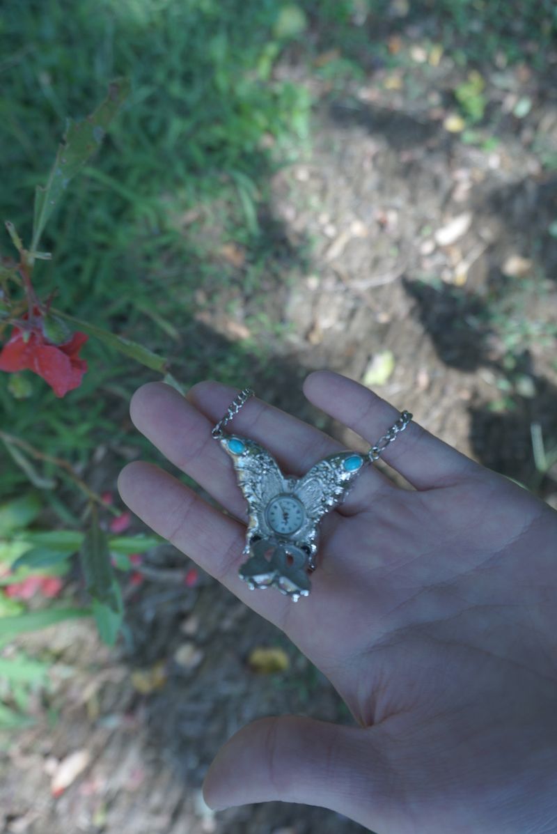 butterfly gemstone necklace watch