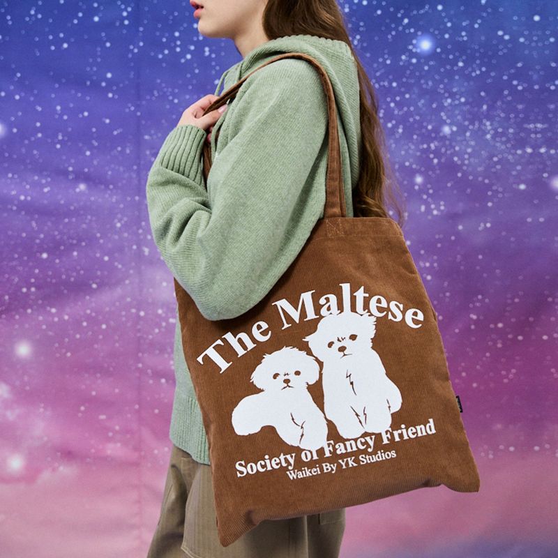 Maltese silhouette corduroy ecobag