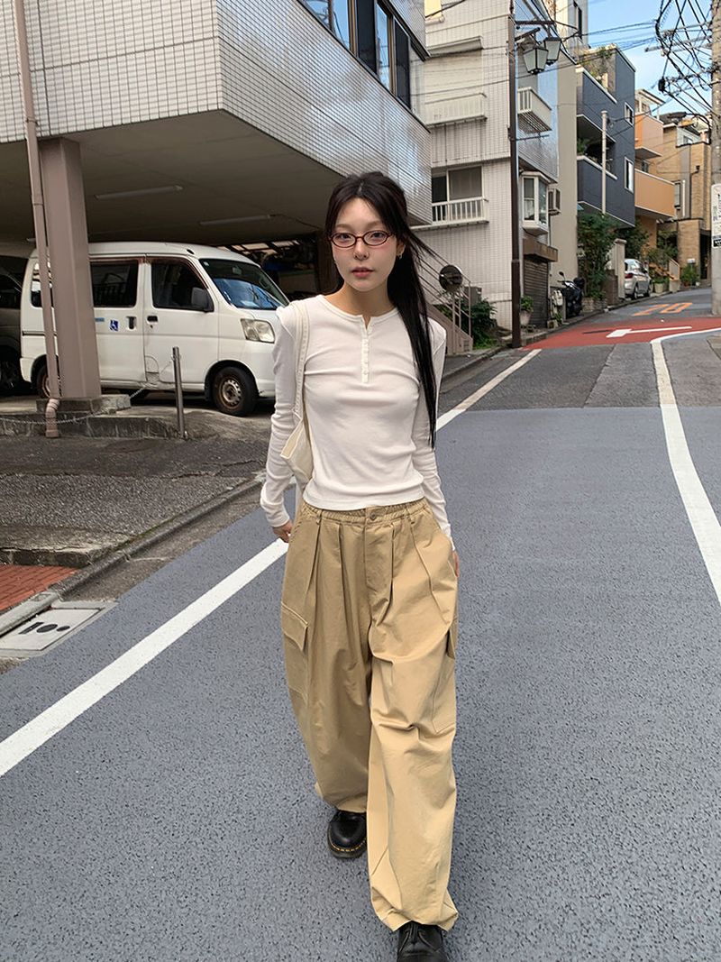 BUTTON RIBBED LONG SLEEVE (4C)