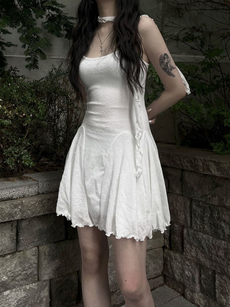 flared scarf mini dress (2color)