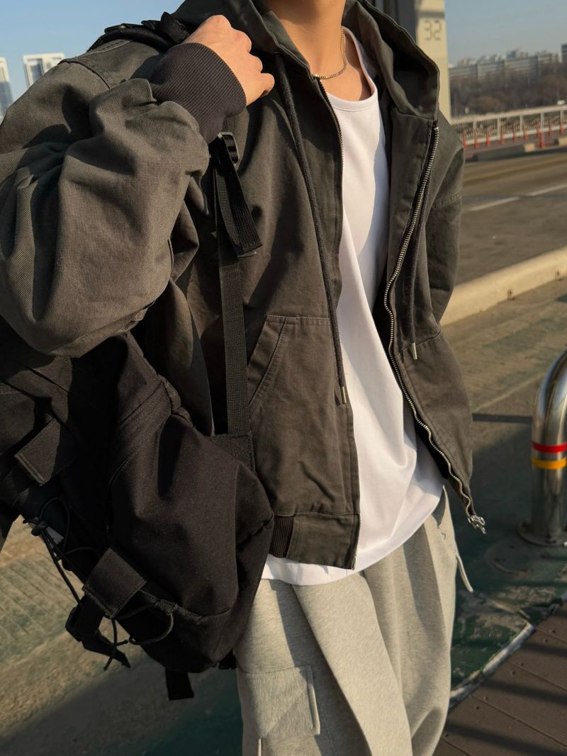 Snap cargo wide sweatpants