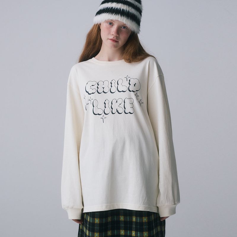 CHILDLIKE PRINTED LONG SLEEVE, IVORY