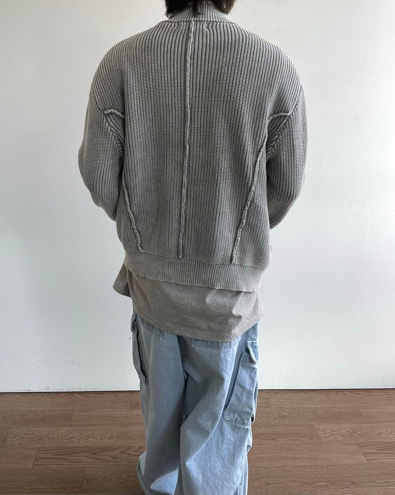 Curve Pigment Knit Zip-Up