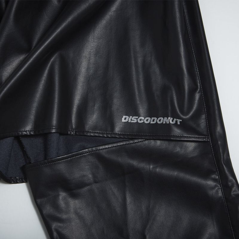 banding half cut long pants_faux leather bk
