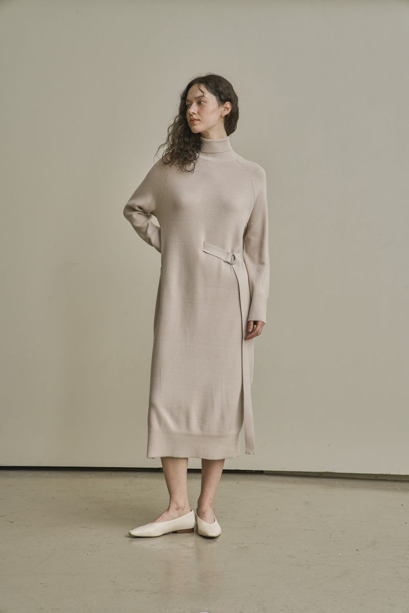 UNBALANCED KNIT DRESS_OATMEAL