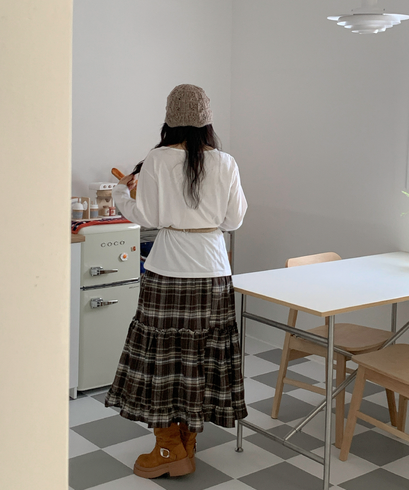 Sorbet Long Checkered Skirt
