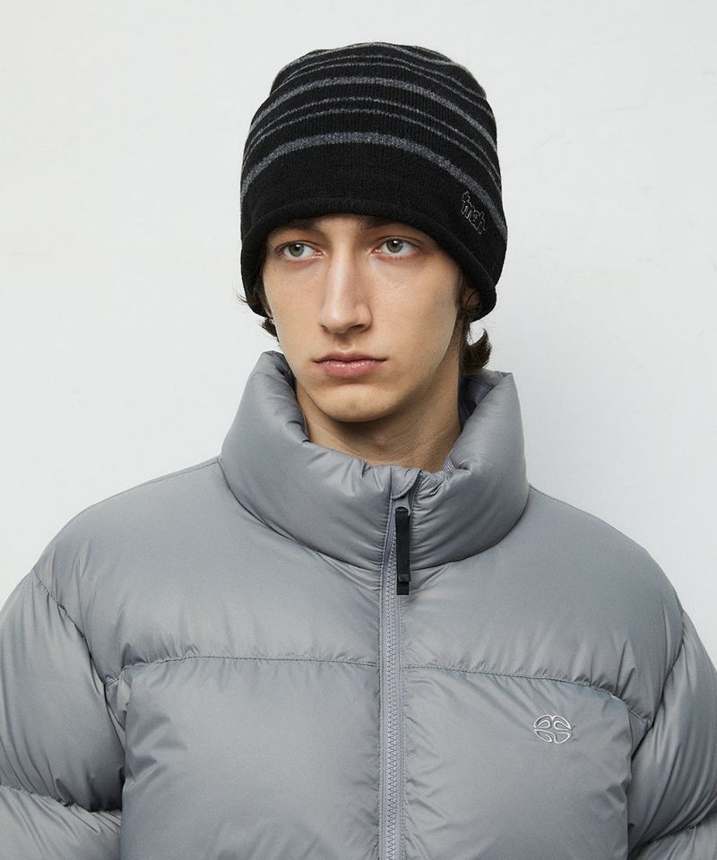 mahagrid(マハグリッド)の「STRIPE ROLL BEANIE_BLACK(Hats)」