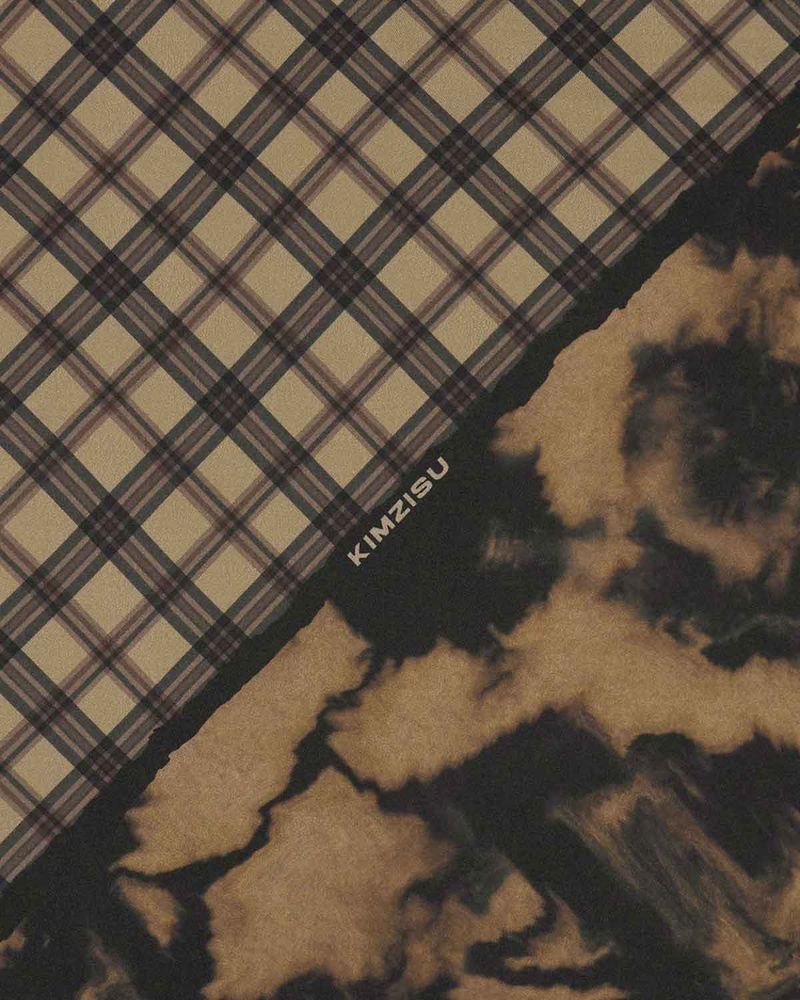 Half&Half Plaid Mini Scarf 45 _ BEIGE