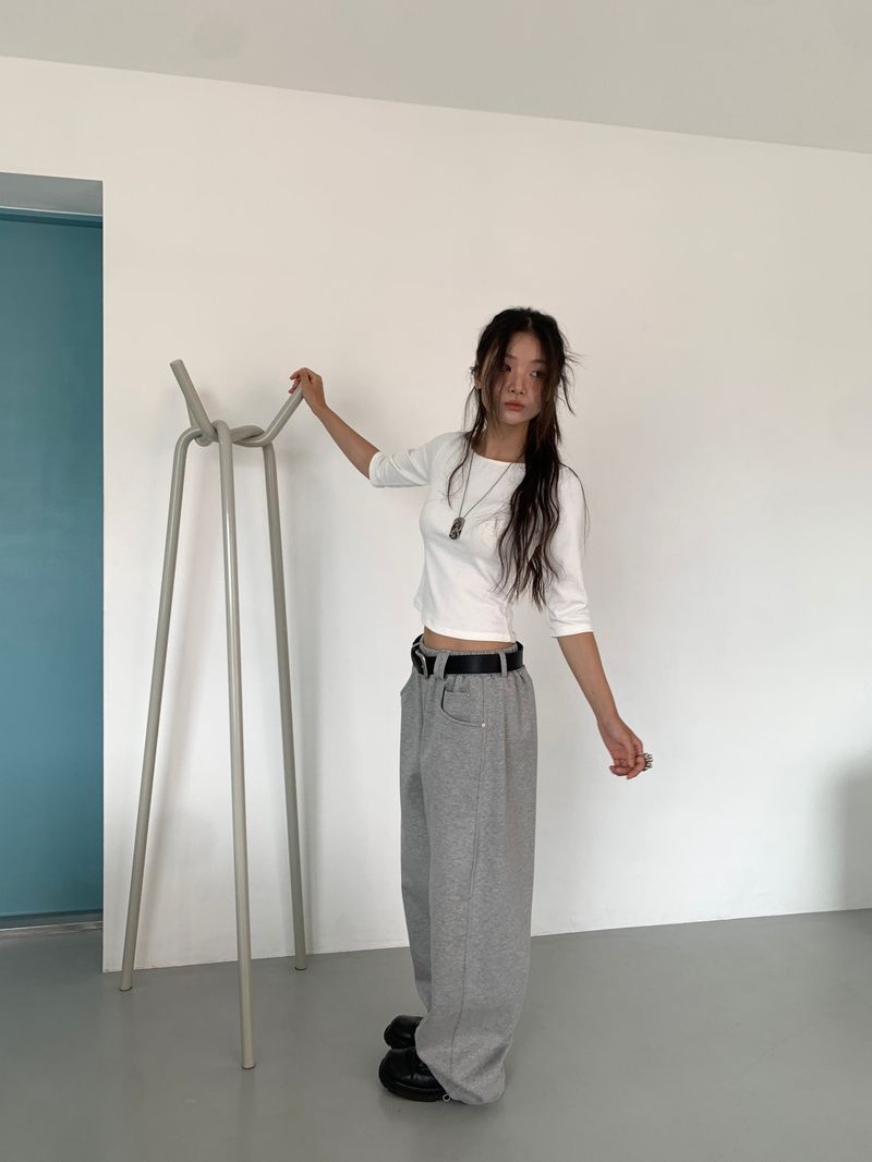 BOAT NECK MID SLEEVE TEE (4C)