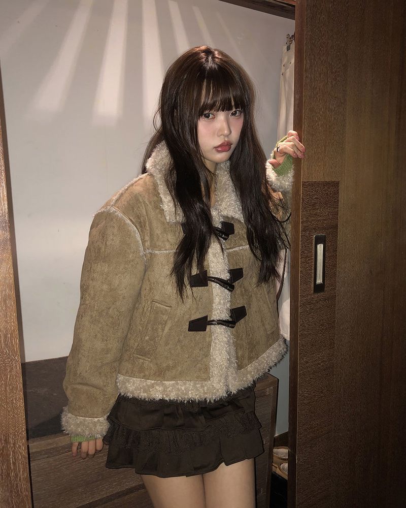 Semin Toggle Sherpa Fur Mustang Midi Jacket