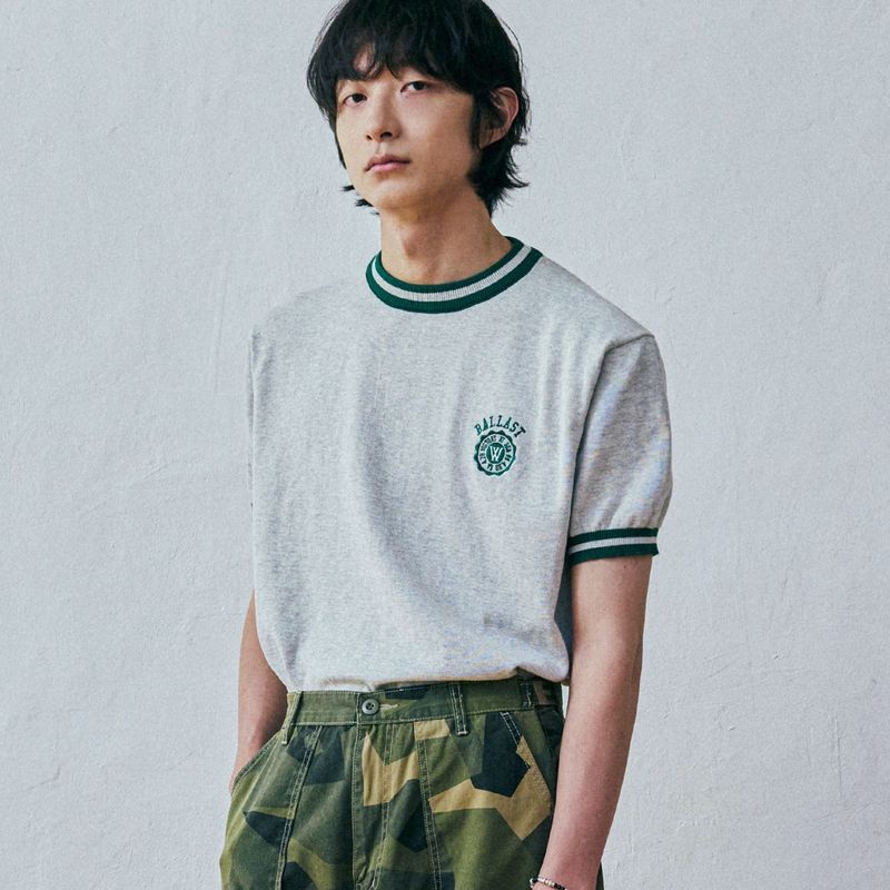 ballast athletic ringer knit sweat melange gray