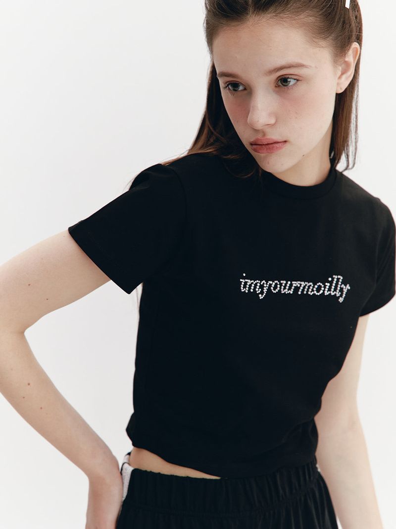 MOILLY(モイリー)の「Crystal Hotfix T Black(Tops)」