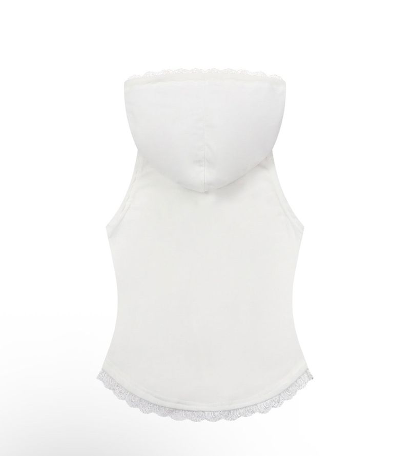 ASEN LACE SLIM HOOD SLEEVELESS (4COLOR)