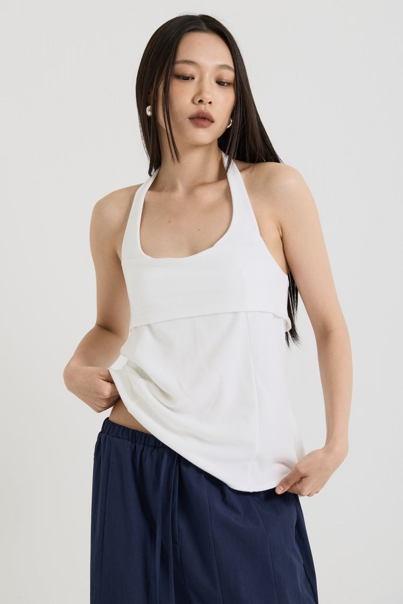 Halterneck sleeveless, White