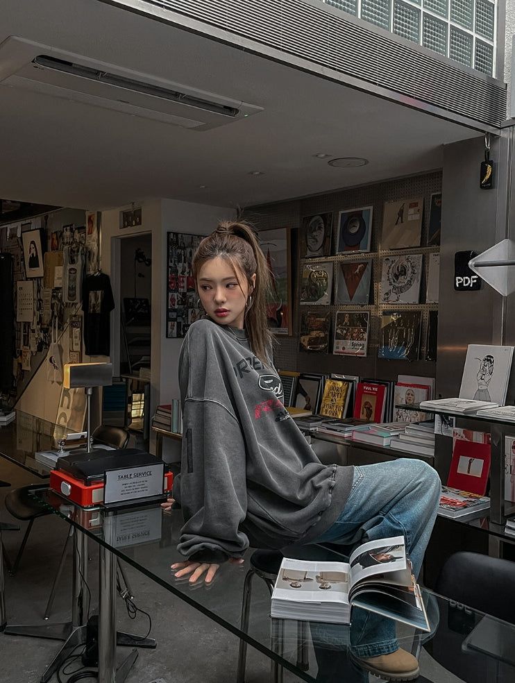 Ford washing oversized printed sweatshirt