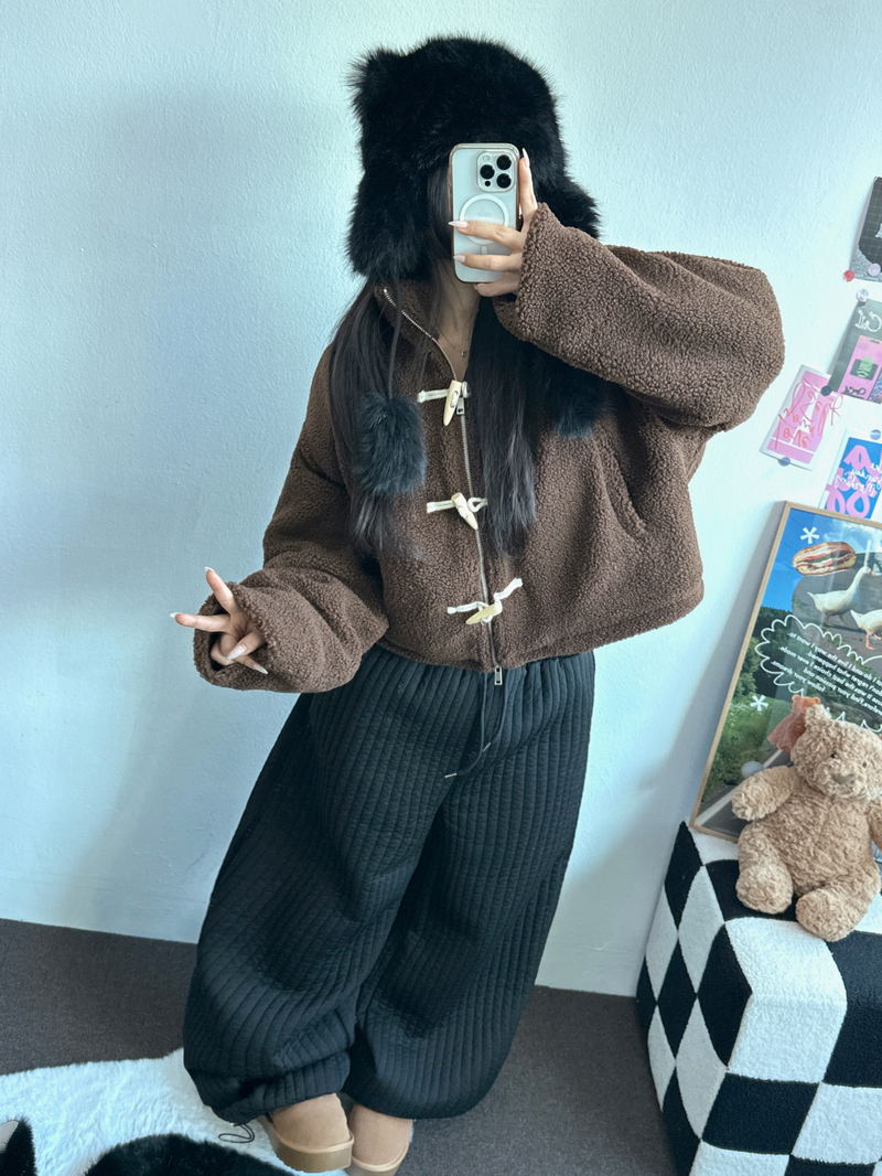 TEDDY CURLY🤎CUTIE PETIT ZIP UP 🤎🧸🐏3COLOR