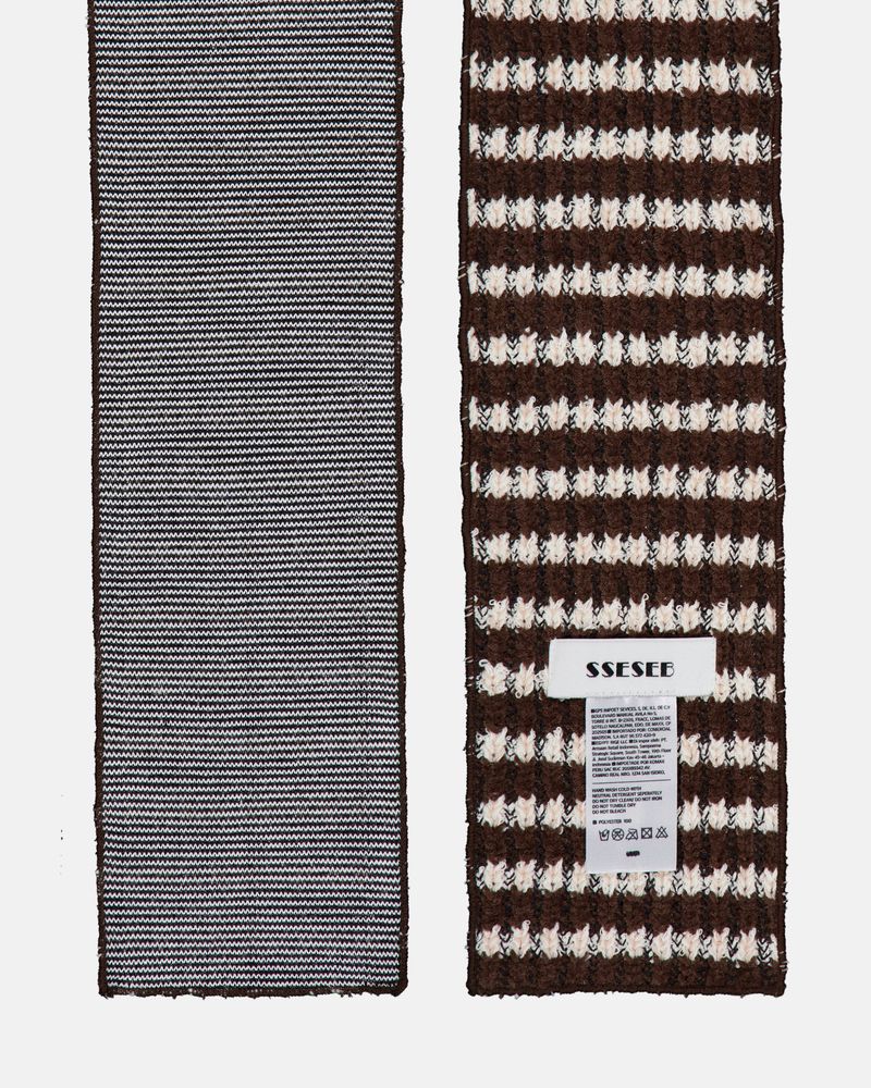 Striped Knit Muffler - Brown