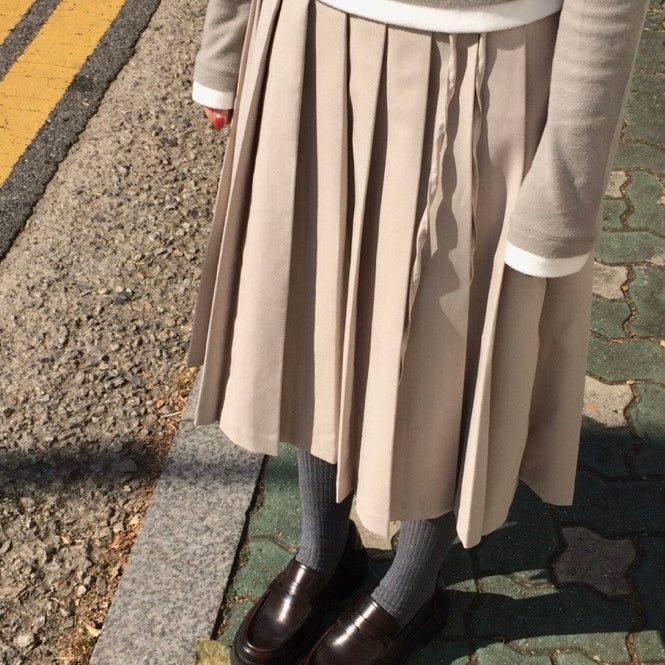 String Pleats Skirt - 2colors