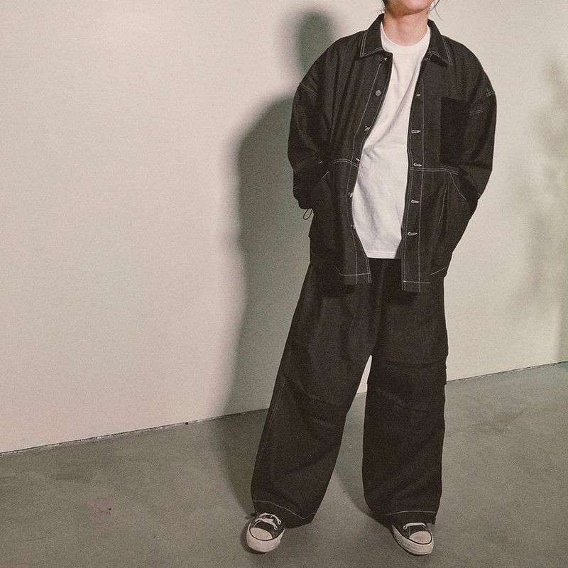 reverse Terry Pocket Denim Jacket_black