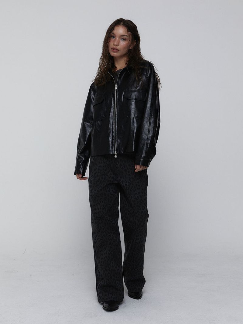 Eco Leather Bomber Jacket_Black