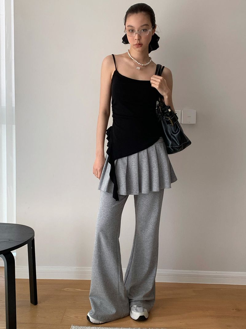 Pleated Skirt Stretch Long Pants