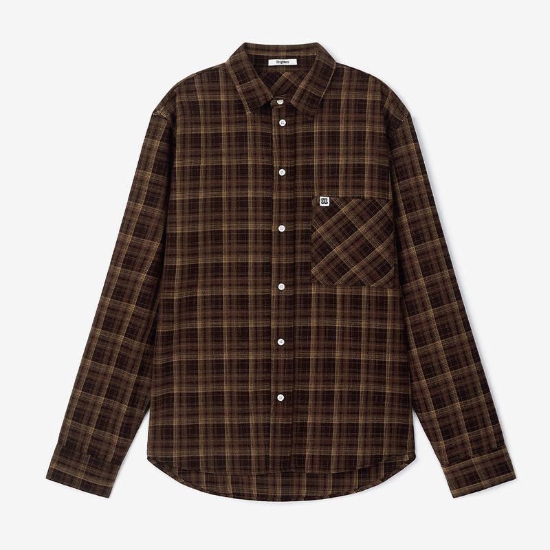 Oversized Check Shirt Brown