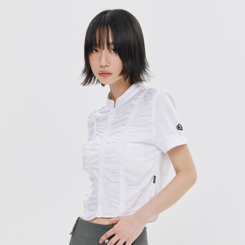 ROMANTIC CROWN(ロマンティッククラウン)の「SHIRRING COTTON ZIP UP(Jackets/Outerwear)」