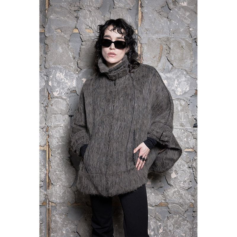 HAIRY BELTED CAPE COAT