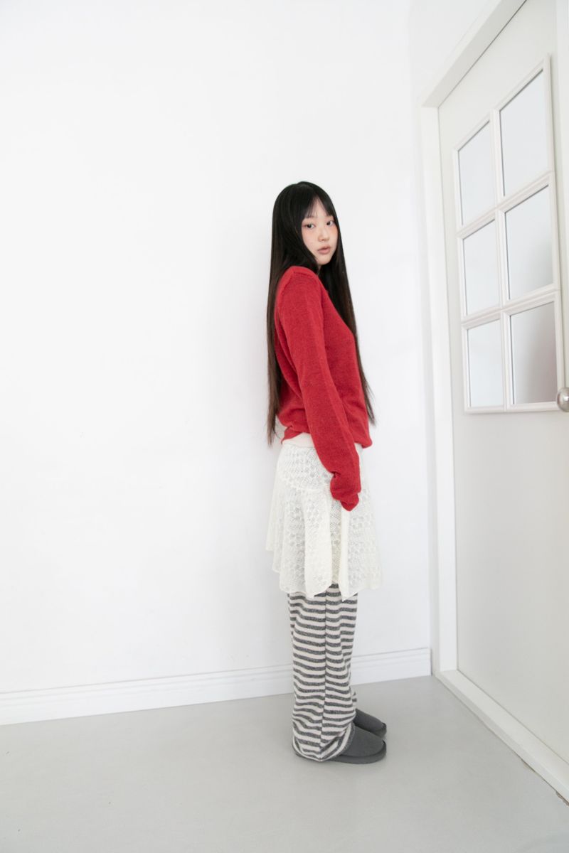 knit wool flare skirt(3colors)