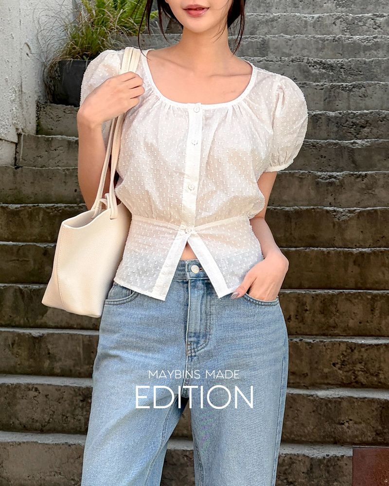 [MADE] Mico puff short‑sleeve blouse