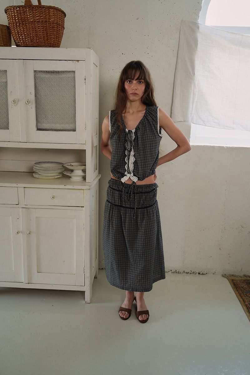 Plain band skirt_check
